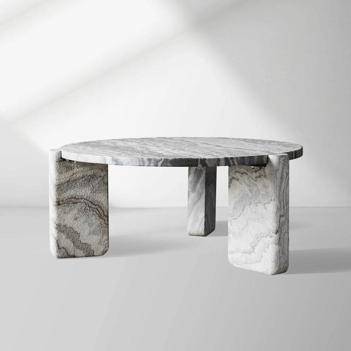 Lonelle Round Coffee Table with Solid Natural Stone Living Room Center Tea Table Modern Style