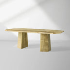 Table de salle à manger Zyra avec onyx vert olive et pierre massive