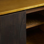 Neira Buffet-Sideboard mit handgebrannter Oberfläche, Luxus-Holz, Medien-TV, Eingangs-Schrank mit Beinen aus gealtertem Messing
