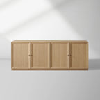 Nason Modulares TV-Möbel mit vier Türen aus massiver Eiche, Beistellschrank, TV-Aufbewahrungseinheit, Holz-Sideboard