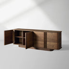 Ribbon Mid-Century Modern Buffet Anrichte Holz Wohnzimmer Medien-TV-Schrank Dielenschrank mit zurückgesetztem Sockel