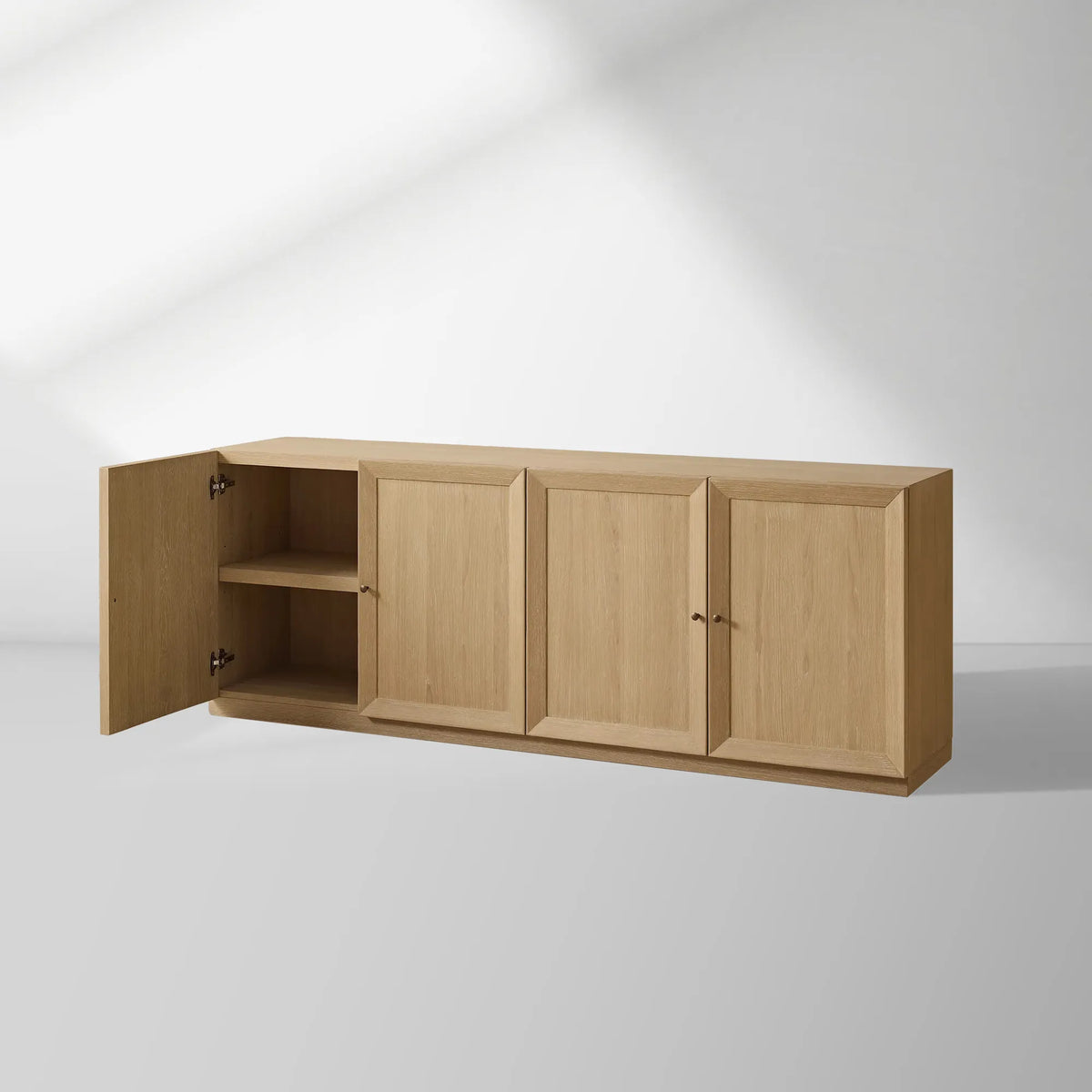 Nason Modulares TV-Möbel mit vier Türen aus massiver Eiche, Beistellschrank, TV-Aufbewahrungseinheit, Holz-Sideboard