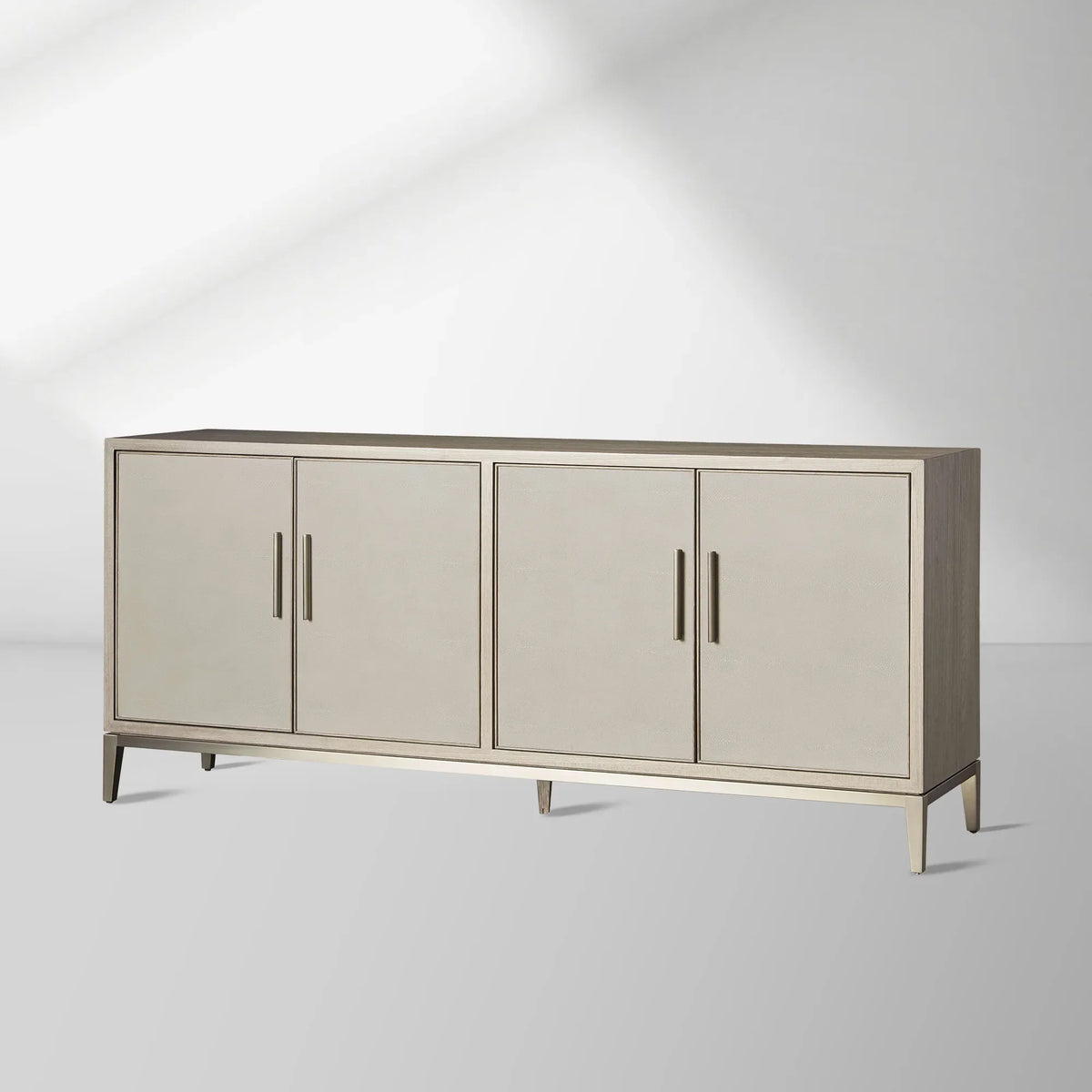 Malone Leather Panels Buffet Sideboard Luxury Wood Entryways Cabinet