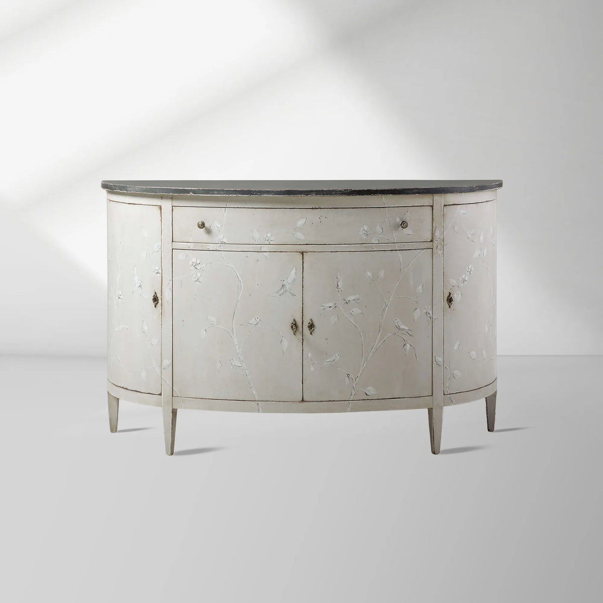 Sofia Bell'Arte Wood Demilune Buffet Sideboard Distressed Entryways Cabinet