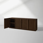 Nason Modulares TV-Möbel mit vier Türen aus massiver Eiche, Beistellschrank, TV-Aufbewahrungseinheit, Holz-Sideboard