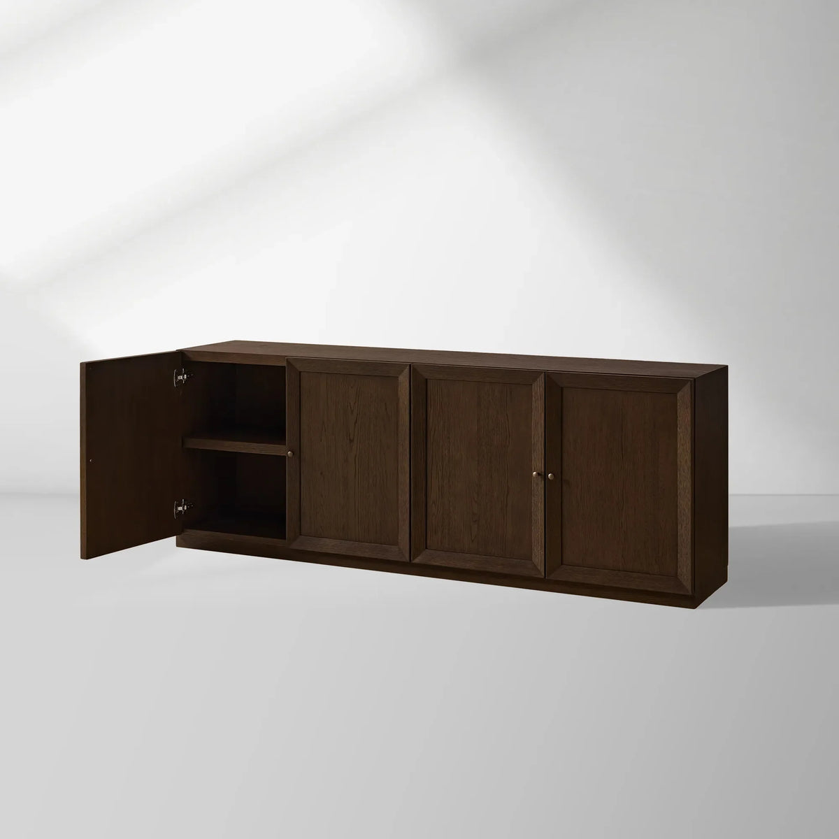 Nason Modulares TV-Möbel mit vier Türen aus massiver Eiche, Beistellschrank, TV-Aufbewahrungseinheit, Holz-Sideboard
