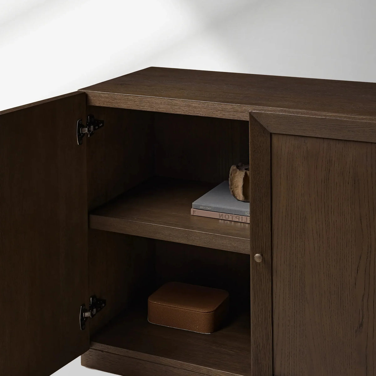 Nason Modulares TV-Möbel mit vier Türen aus massiver Eiche, Beistellschrank, TV-Aufbewahrungseinheit, Holz-Sideboard