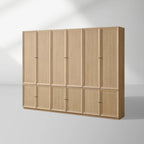 Nason Modular Oak Tall Display Cabinet Modern Lockers Wardrobe Living Room Large Lockers