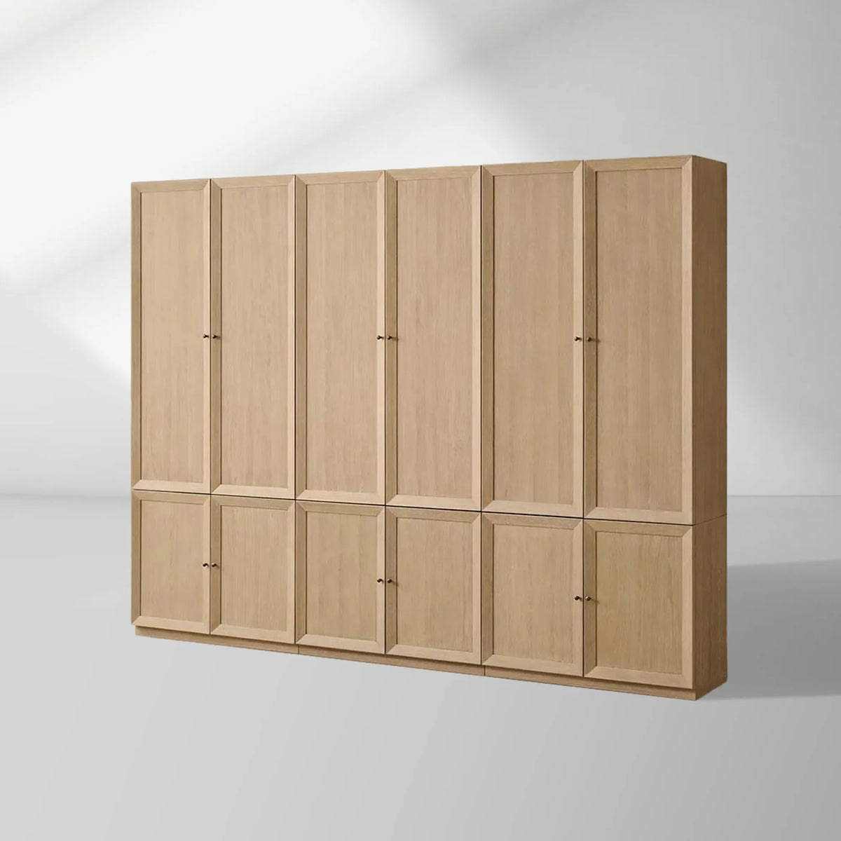Nason Modular Oak Tall Display Cabinet Modern Lockers Wardrobe Living Room Large Lockers