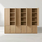Nason Modular Oak Tall Display Cabinet Modern Lockers Wardrobe Living Room Large Lockers