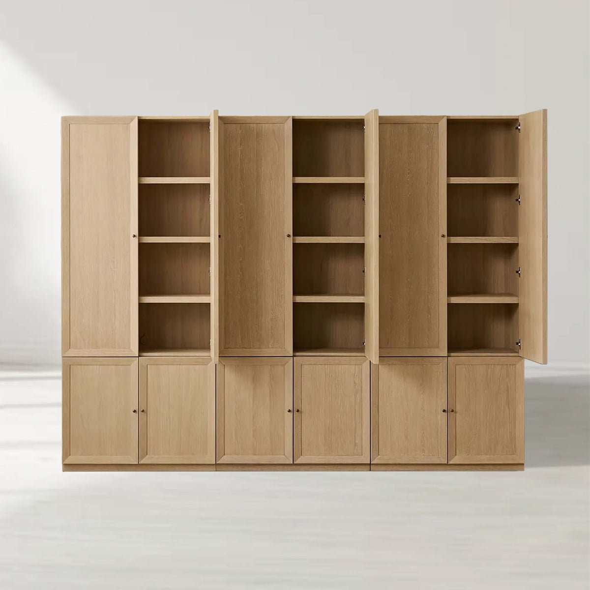 Nason Modular Oak Tall Display Cabinet Modern Lockers Wardrobe Living Room Large Lockers