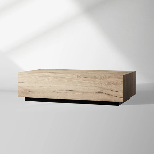 Sullivan Couchtisch aus rechteckigem Massivholz mit mittigem Teetisch aus Eichenholz, Landhausstil