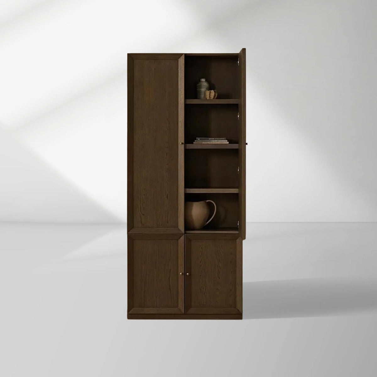 Nason Modular Oak Tall Display Cabinet Modern Lockers Wardrobe Living Room Large Lockers