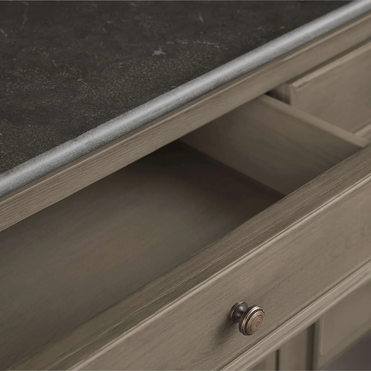 Kensington Bluestone Marble Top Buffet Sideboard Pine Wood Entryways Side Cabinet Glass Doors Media TV Cabinet