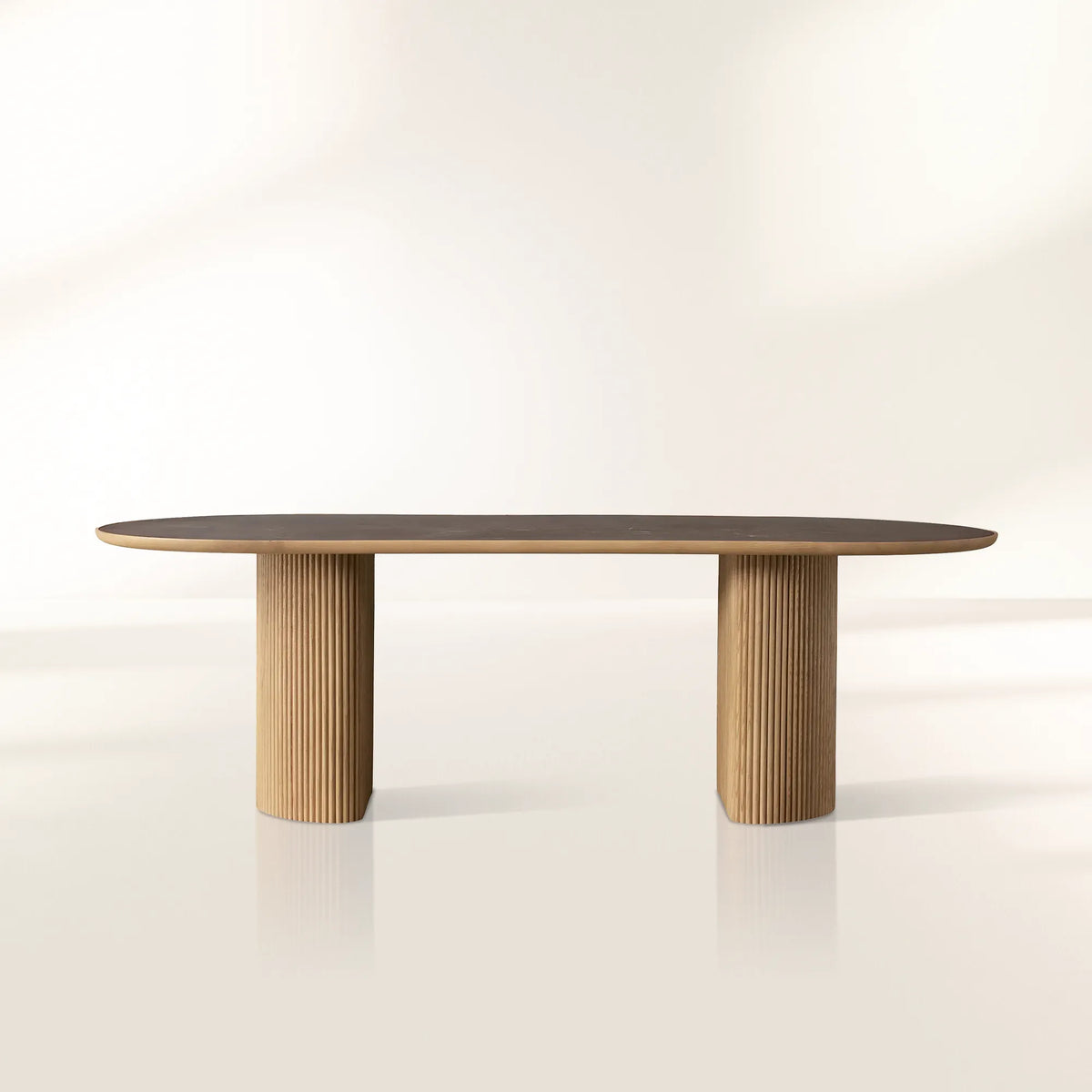 Astor Dining Table with Natural Marble Stone Top & Solid Oak Wood