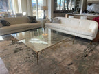 Thaddeus Hand-Forged Glass Coffee Table Square Metal for Living Room
