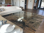 Thaddeus Hand-Forged Glass Coffee Table Square Metal for Living Room