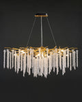 Lustre linéaire moderne en cristal de 122 à 183 cm pour salle à manger, lustre doré en forme de branches d'arbre