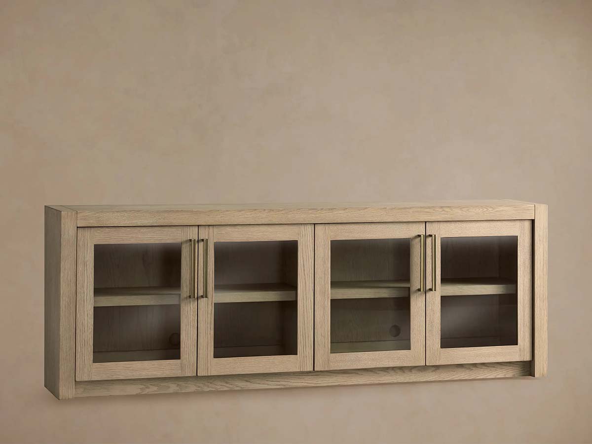 Bodhi Oak Medienkonsole, TV-Ständer aus Holz, Beistellschrank, rustikale TV-Aufbewahrungseinheit, Sideboard
