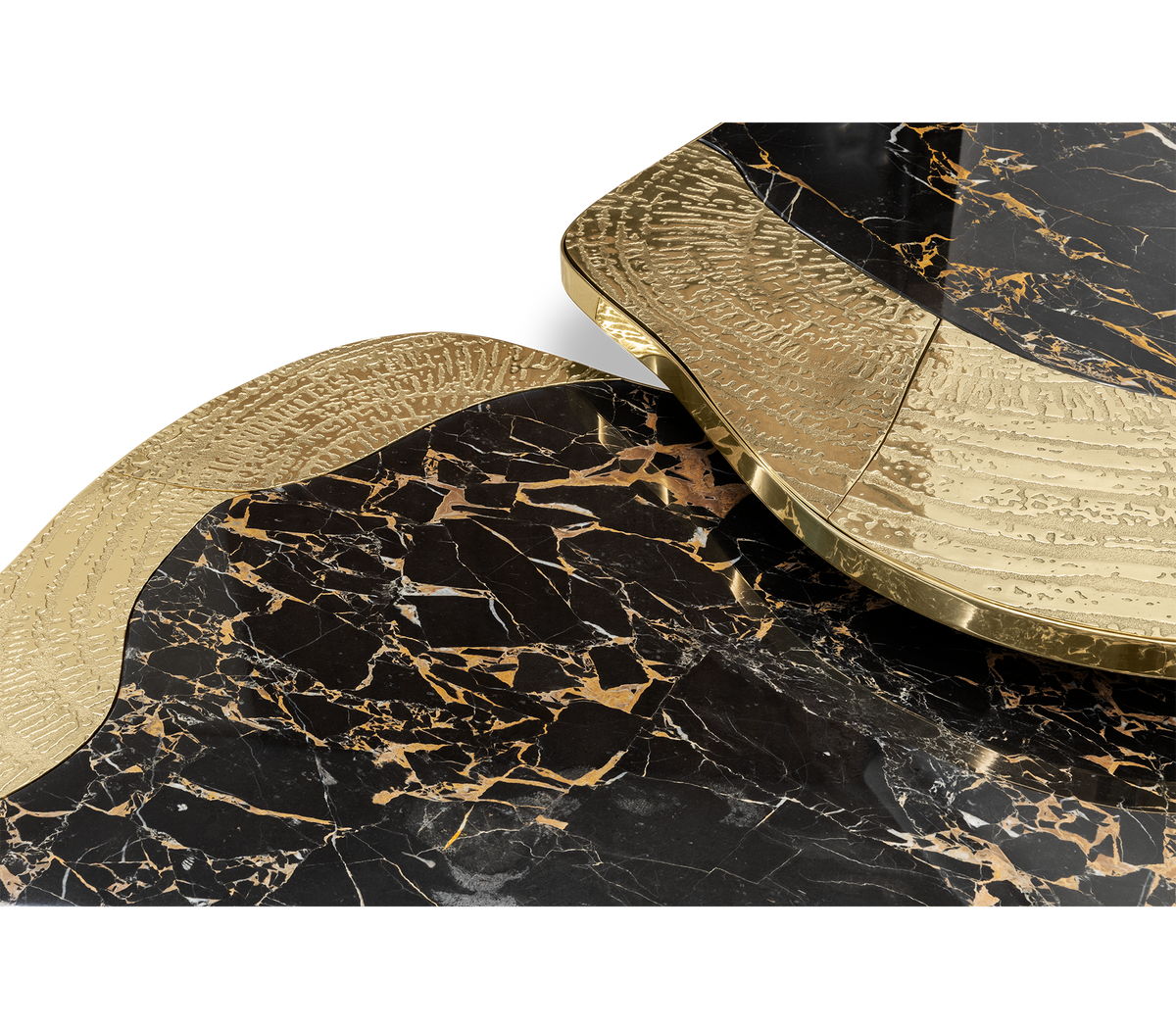 Luxury Calacatta Marble Coffee Table with Black Sculptural Base & Modern Design Center Tea Table
