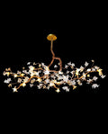 Lustre vintage en laiton de 119 cm (47 pouces) en forme de branche d'arbre, suspension florale rétro.