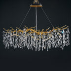 Lustre linéaire doré en forme de branche d'arbre de 122 à 183 cm pour salle à manger