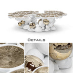 Luxury Sculptural Coffee Table with Gold Sphere Base & Black Glass Top Center Tea Table