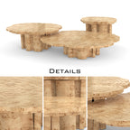 Luxury Patina Brass Coffee Table Set with Round Tiered Tops & Statement Design Center Tea Table