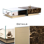 Luxury Coffee Table Set with Marble, Glass & Sculptural Gold Brass Design Center Tea Table