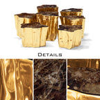 Luxury White Coffee Table with Sculptural Gold Base & Organic Modern Design Center Tea Table