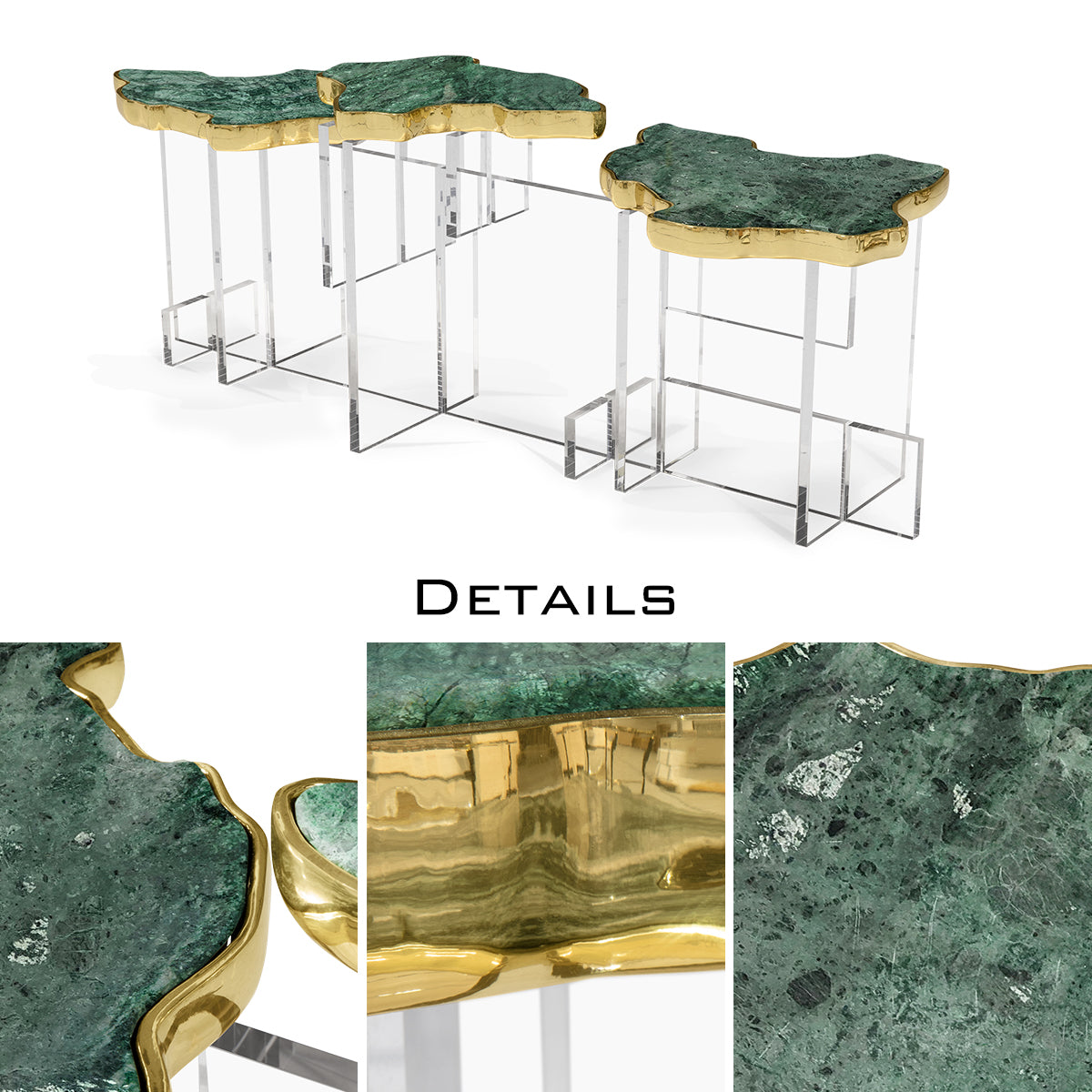 Luxury Designer Coffee Table with Hand-Painted Artistic Top & Sculptural Brass Base Center Tea Table