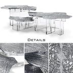 Luxury Designer Coffee Table with Hand-Painted Artistic Top & Sculptural Brass Base Center Tea Table
