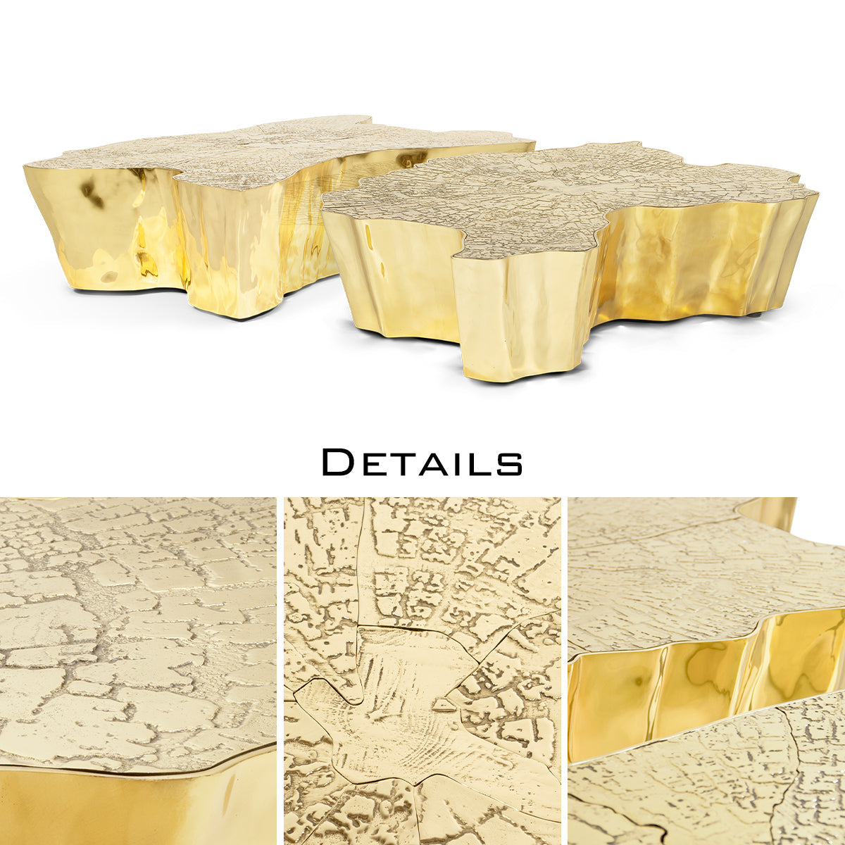 Luxury Patina Brass Coffee Table with Organic Sculptural Design & Handcrafted Finish Center Tea Table