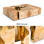 Luxury Coffee Table with Cracked Brass Sculptural Base & Smoked Glass Top Center Tea Table