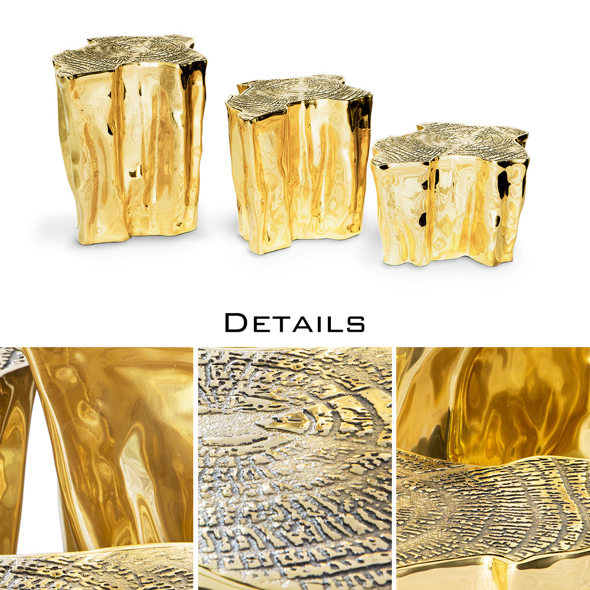 Luxury White Coffee Table with Sculptural Gold Base & Organic Modern Design Center Tea Table