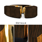 Luxury Oval Coffee Table with Sculptural Brass Accents & High Gloss Finish Center Tea Table