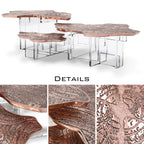 Luxury Designer Coffee Table with Hand-Painted Artistic Top & Sculptural Brass Base Center Tea Table