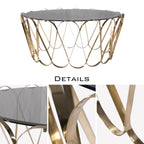Luxury Round Coffee Table with Sculptural Brass Base Center Tea Table