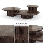 Luxury Patina Brass Coffee Table Set with Round Tiered Tops & Statement Design Center Tea Table