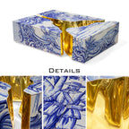 Luxury Coffee Table with Cracked Brass Sculptural Base & Smoked Glass Top Center Tea Table