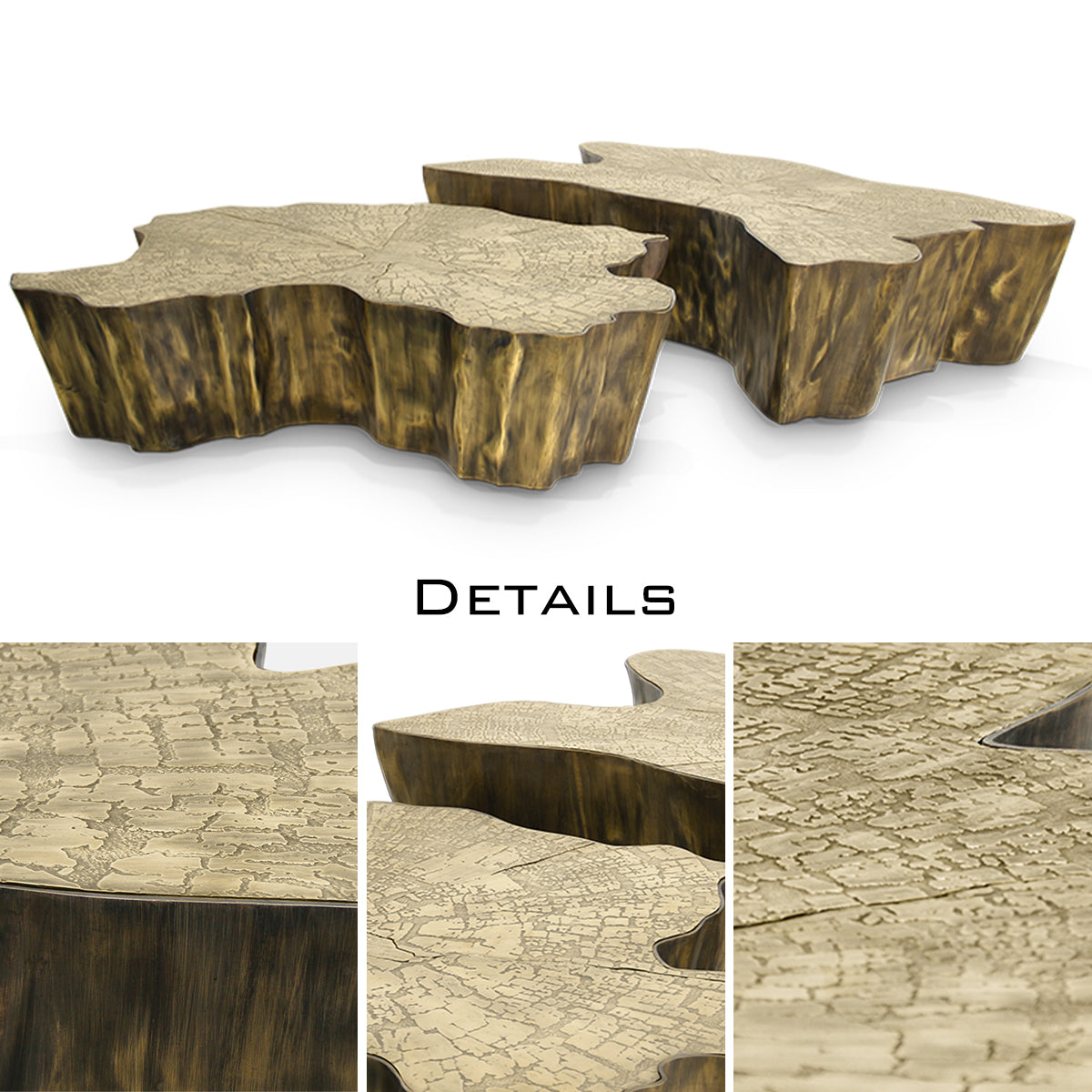 Luxury Patina Brass Coffee Table with Organic Sculptural Design & Handcrafted Finish Center Tea Table