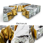 Luxury Coffee Table with Cracked Brass Sculptural Base & Smoked Glass Top Center Tea Table