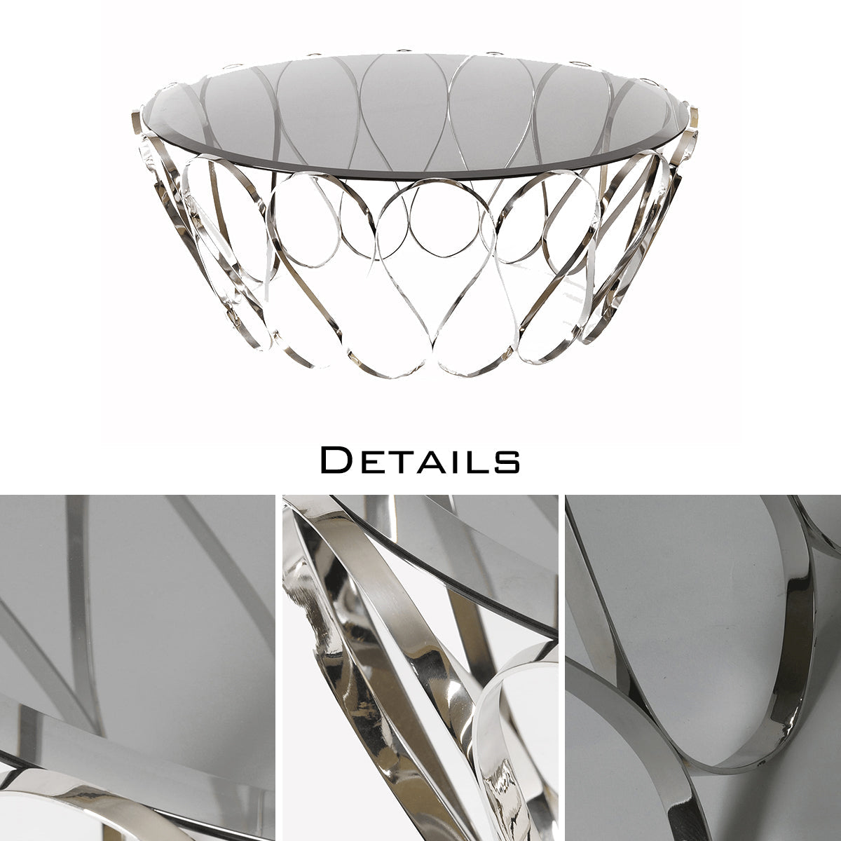Luxury Round Coffee Table with Sculptural Brass Base Center Tea Table