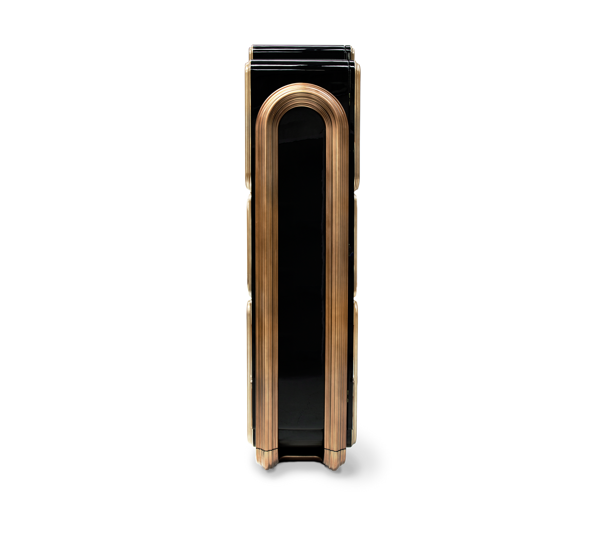 Luxury Bar Cabinet with Brass Tube Design, Glass Shelves & Hidden Storage