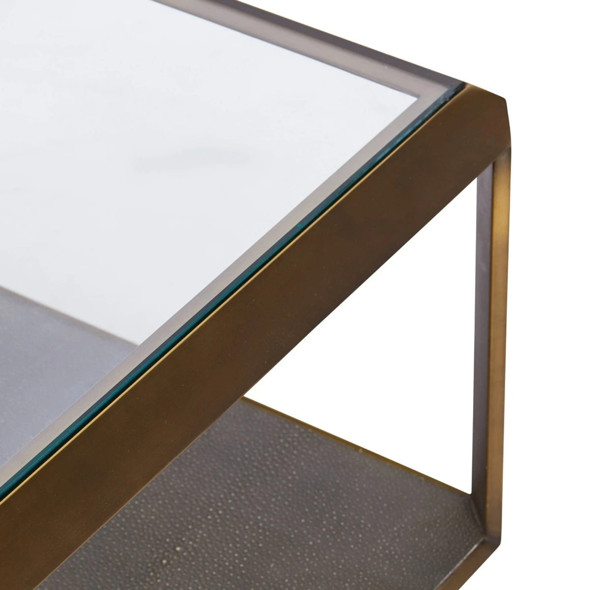 Max Rectangular Glass Coffee Table Faux Shagreen Center Tea Table