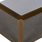 Max Rectangular Glass Coffee Table Faux Shagreen Center Tea Table
