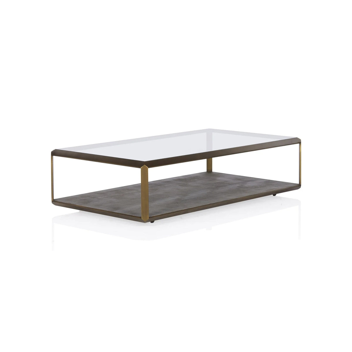 Max Rectangular Glass Coffee Table Faux Shagreen Center Tea Table