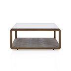 Max Rectangular Glass Coffee Table Faux Shagreen Center Tea Table