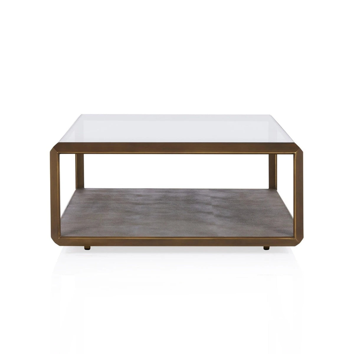 Max Rectangular Glass Coffee Table Faux Shagreen Center Tea Table