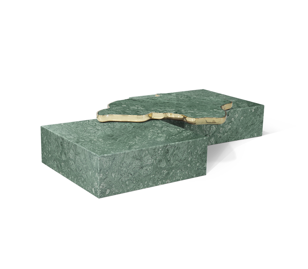 Luxury Sculptural Coffee Table Black & White High-Gloss Marble Finish
